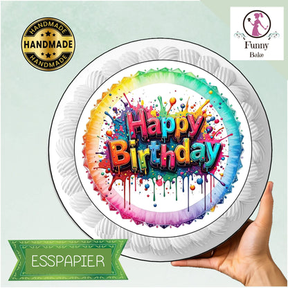 Tortenaufleger Happy Birthday bunt - Funny Bake