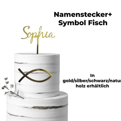 Tortenstecker Name+ Symbol Fisch - Funny Bake
