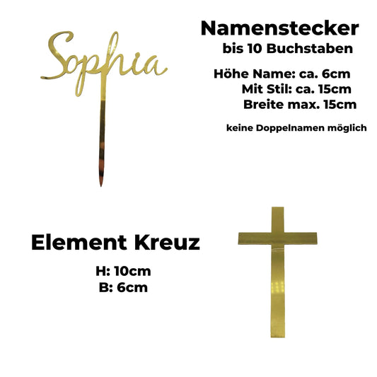Tortenstecker Name+ Symbol Kreuz - Funny Bake