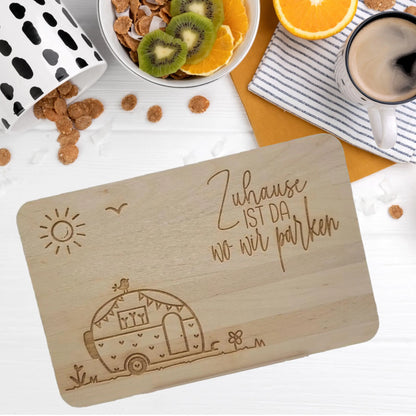 Frühstücksbrett Zuhause ist da, wo wir parken - Funny Bake