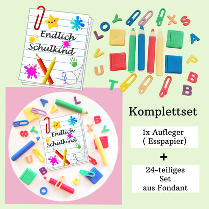Endlich Schulkind ! Kombi-Set  aus Fondantdekorationen und Esspapier - Funny Bake