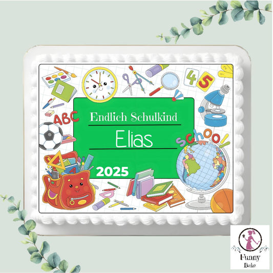 Tortenaufleger Einschulung für Blechkuchen