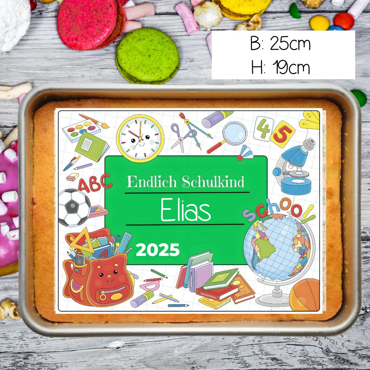 Tortenaufleger Einschulung für Blechkuchen