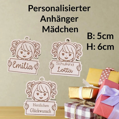 Anhänger Schulanfang Mädchen, personalisiert - Funny Bake