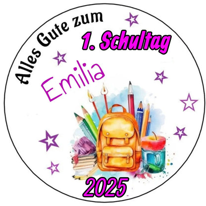 Tortenaufleger Einschulung pink - Funny Bake