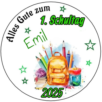 Tortenaufleger Einschulung -grüntöne - Funny Bake