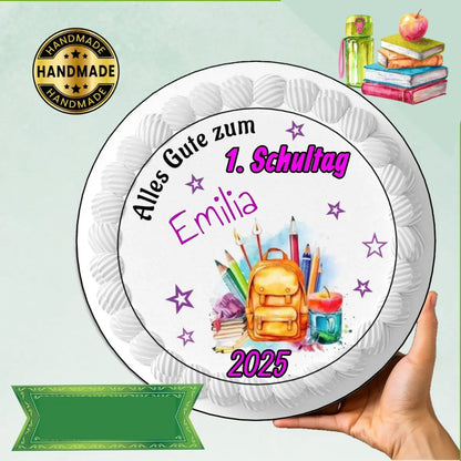 Tortenaufleger Einschulung pink - Funny Bake