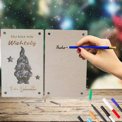 Holzkarte Wichtel - Funny Bake