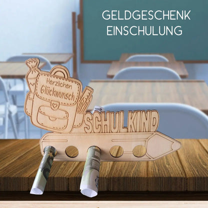 Geldgeschenk Einschulung - einfacher Aufsteller ranzen - Funny Bake
