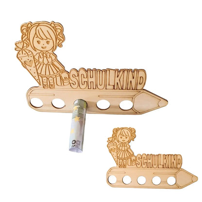Geldgeschenk Einschulung- Einfacher Aufsteller Mädchen - Funny Bake