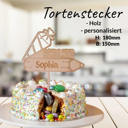Tortenstecker Zuckertüte, Stift - personalisiert - Funny Bake