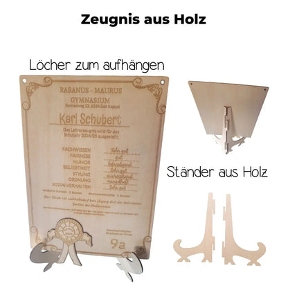 Personalisiertes Lehrerzeugnis aus Holz - Funny Bake