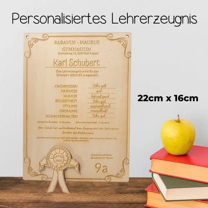 Personalisiertes Lehrerzeugnis aus Holz - Funny Bake