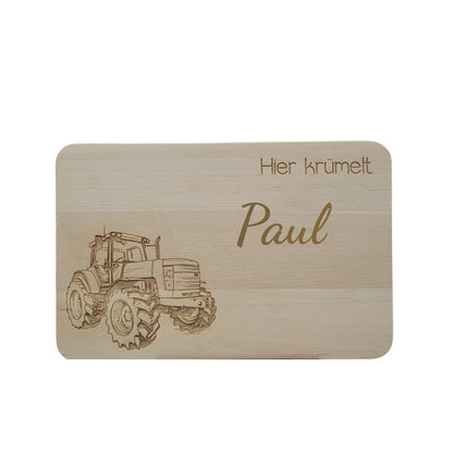 Frühstücksbrett  Traktor mit Name - Funny Bake