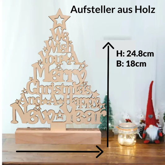 Tischaufsteller aus Holz "Merry Christmas" - Funny Bake