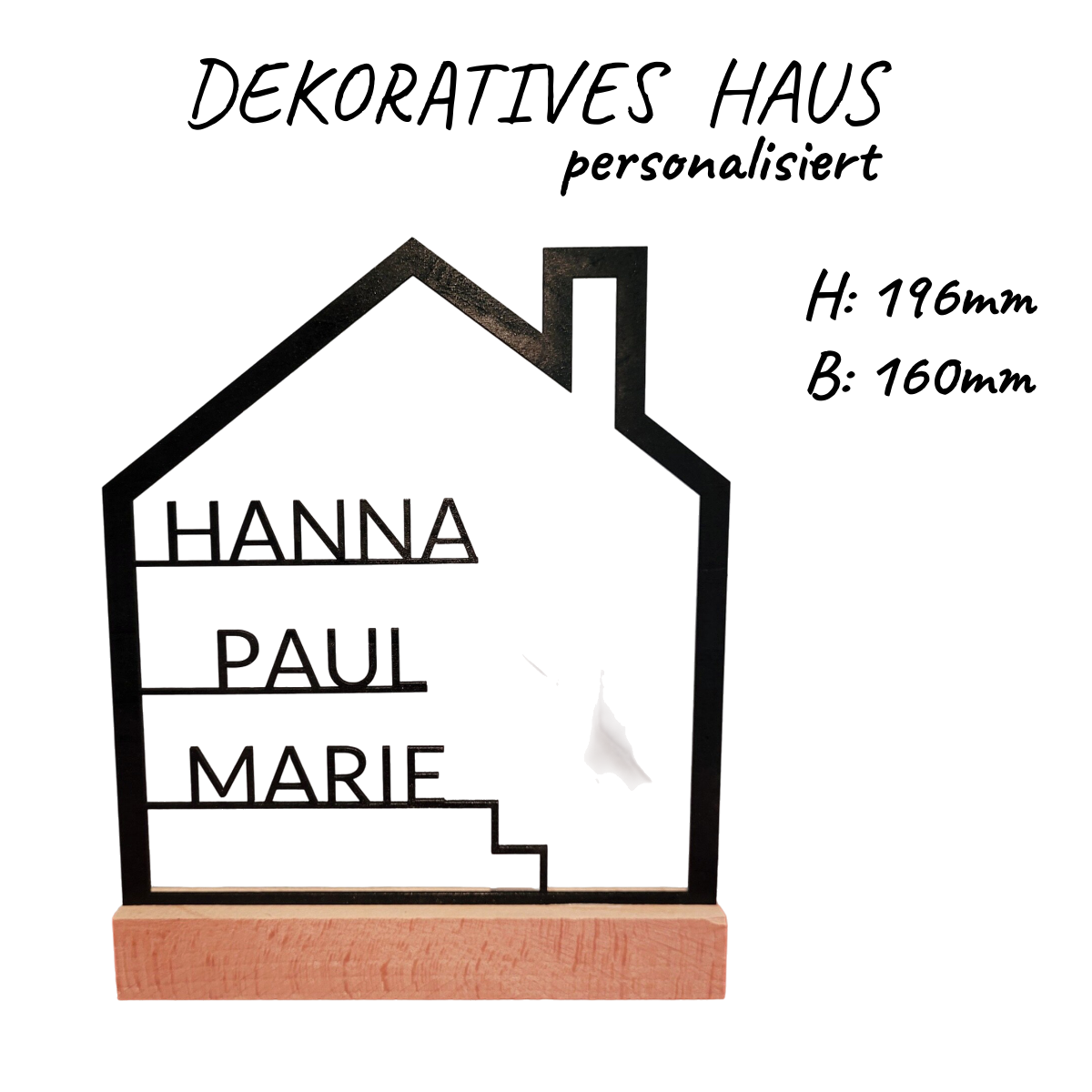 Personalisierter Aufsteller Haus-Silhouette mit Namen
