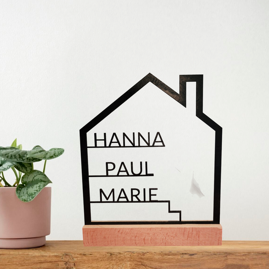 Personalisierter Aufsteller Haus-Silhouette mit Namen
