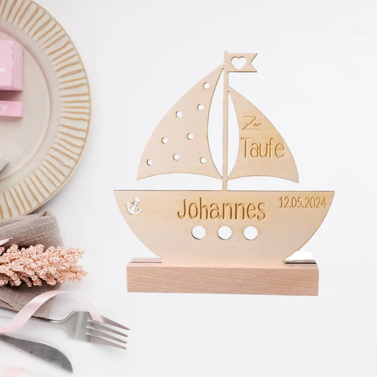 Aufsteller Boot Zur Taufe personalisiert - Funny Bake