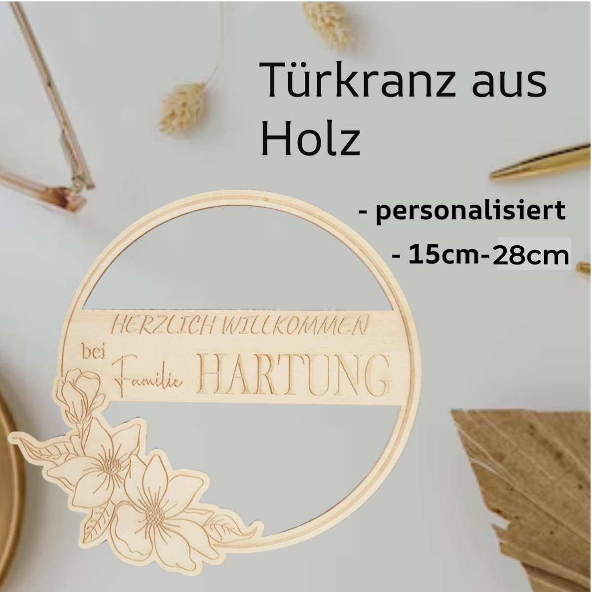 Türkranz mit Blume - Personalisiert