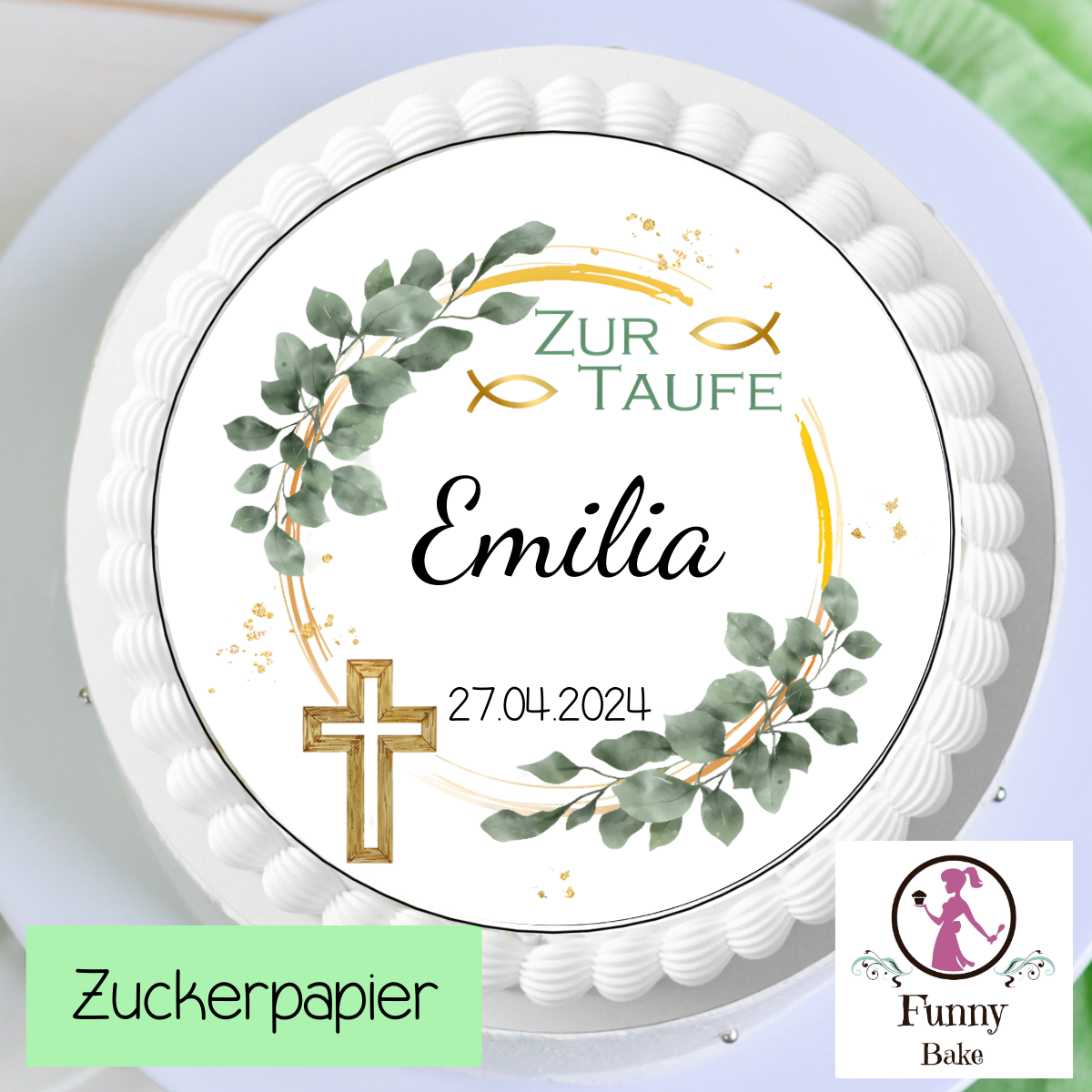 Tortenaufleger "Zur Taufe"