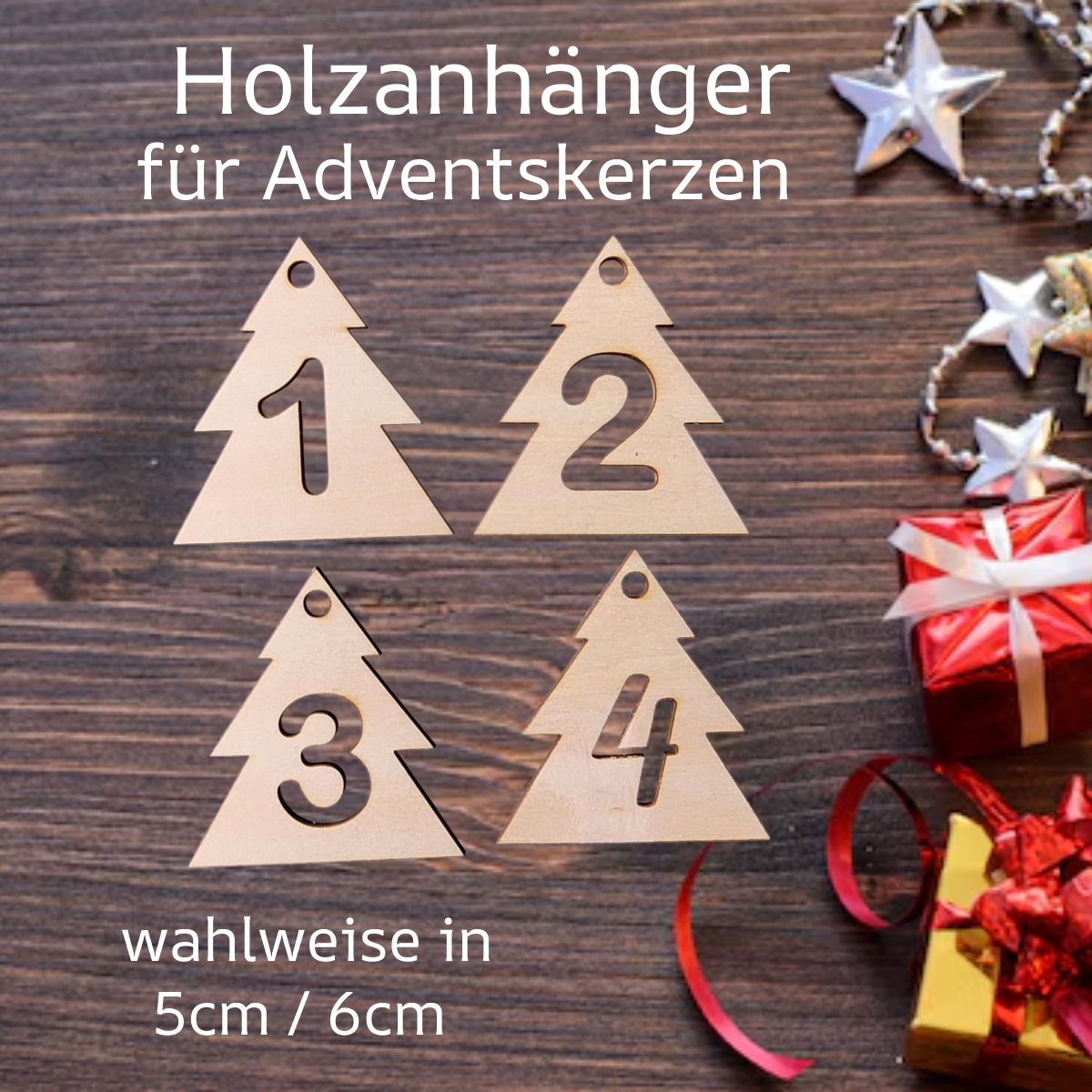 Adventskranz-Anhänger Tannen mit Zahlen