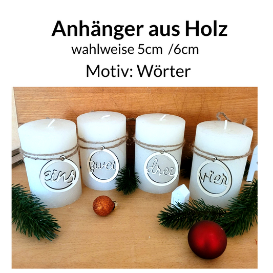 Adventskranzanhänger - augeschriebene Zahlen