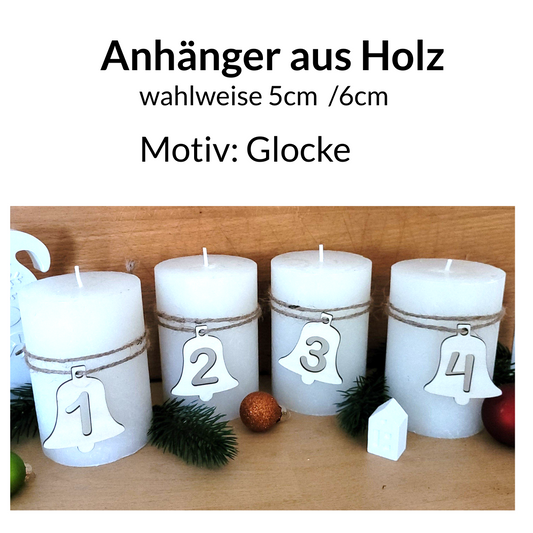 Adventskranz-Anhänger -Glocke mit Zahlen
