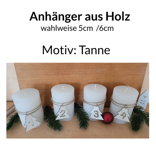 Adventskranz-Anhänger Tannen mit Zahlen