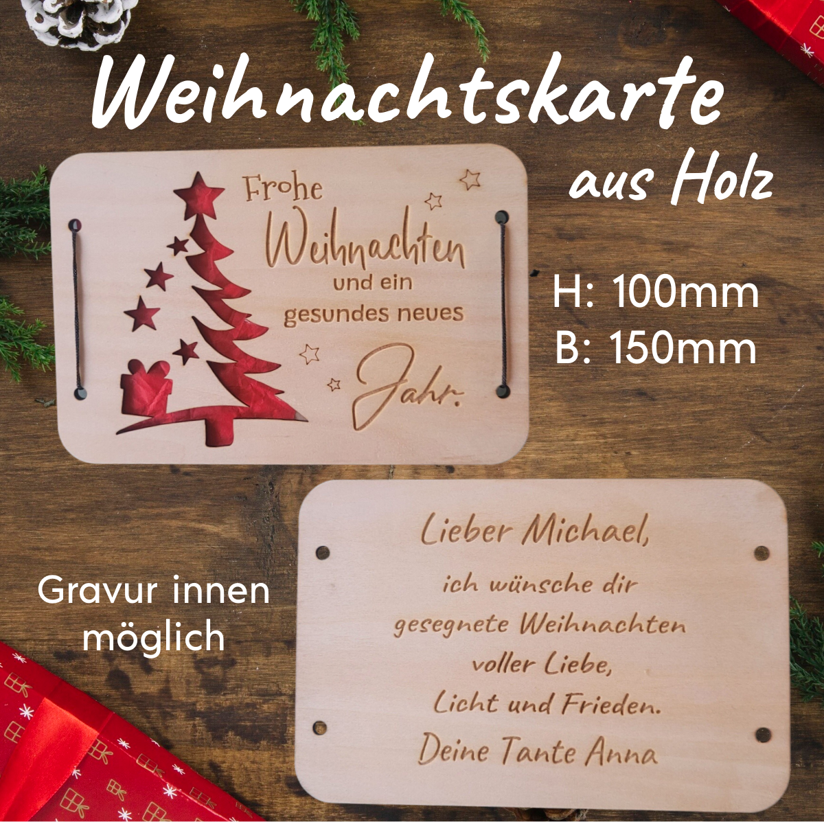 Geldkarte Weihnachten Tanne 150x100mm
