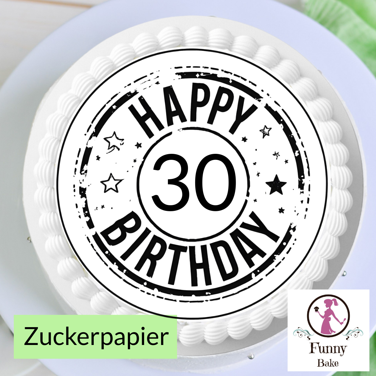 Tortenaufleger Happy Birthday  mit Zahl