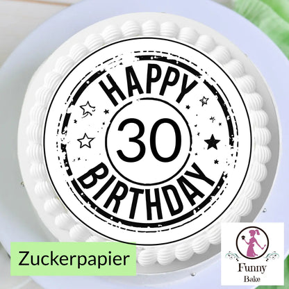 Tortenaufleger Happy Birthday  mit Zahl - Funny Bake