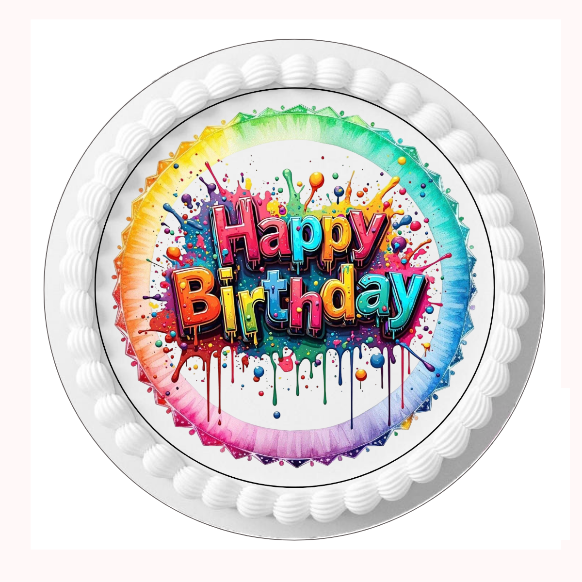 Tortenaufleger Happy Birthday bunt