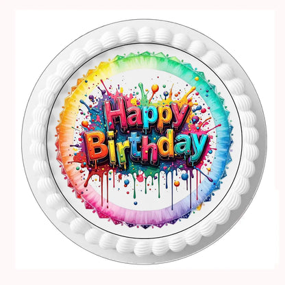 Tortenaufleger Happy Birthday bunt - Funny Bake