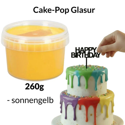 Sonnengelbe cake-Pop Glasur mit Plastik mikrowellentopf 260g tortenüberzug dripcake schmelzbar 