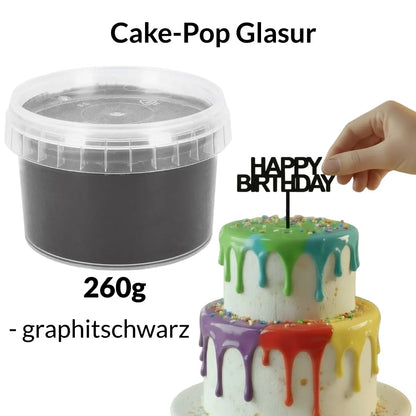 Cake-Pop Drip Glasur - graphitschwarz 260g - Funny Bake