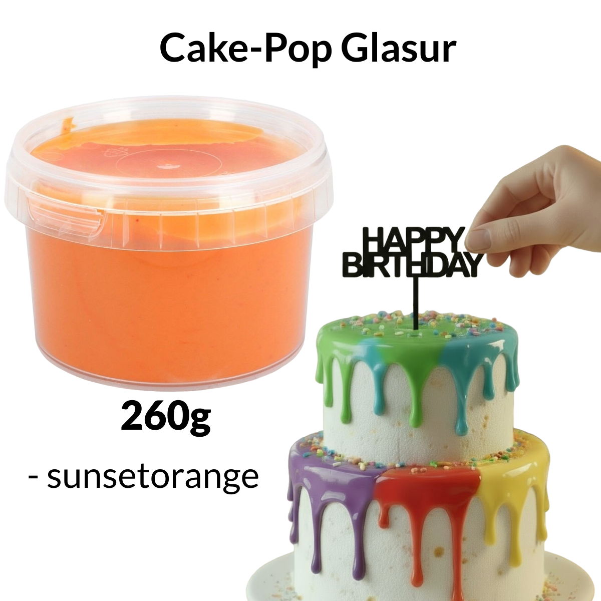 Cake-Pop Drip Glasur sunsetorange 260g tortenguss orange