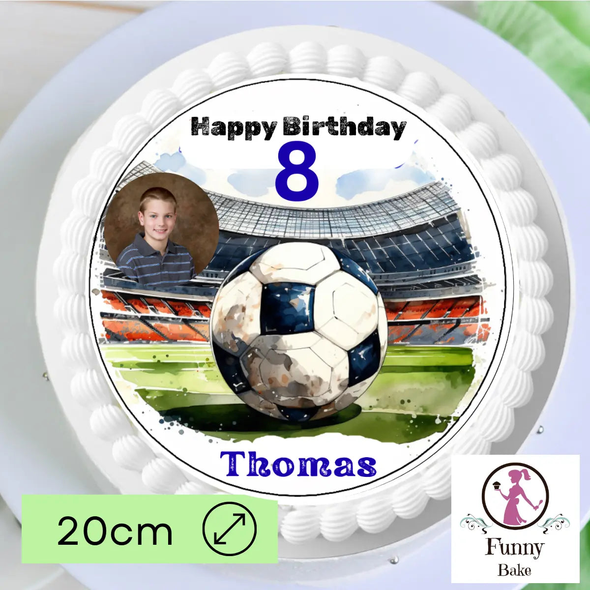 Tortenaufleger mit Fußball-Stadion als Tortendeko zum Geburtstag