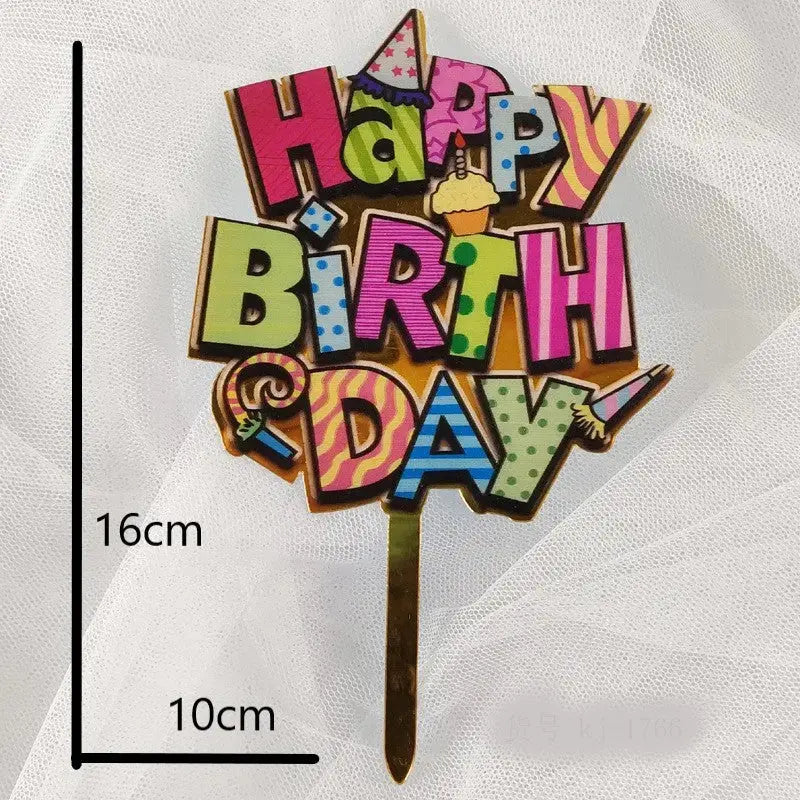 Tortenstecker bunt Happy Birthday Funny Bake