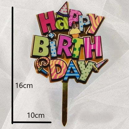 Tortenstecker bunt Happy Birthday Funny Bake