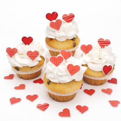 Herzen Muffinaufleger aus Esspapier mit 9 Motiven für Muffins und Desserts