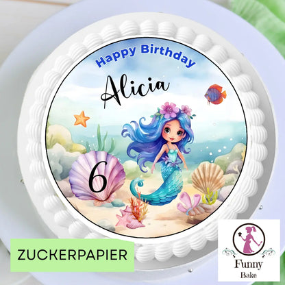 Meerjungfrau Tortenaufleger als Tortendeko zum Kindergeburtstag