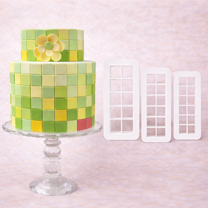 Multicutter Quadrat Ausstecher auf Torte – Fondant Quadrate für Minecraft Torten und moderne Kuchenmuster