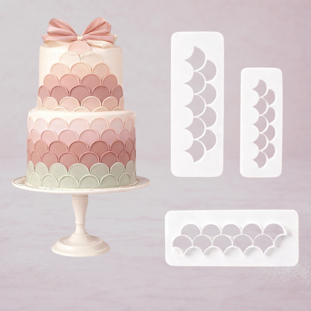 Multicutter Schuppen Ausstecher Set mit drei Größen zur Herstellung von Fondant Schuppen für Torten