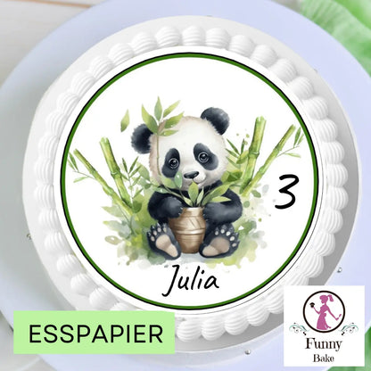 Detailansicht Panda Tortenaufleger mit Bambus Motiv