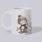 Tasse Retro Schneemann mit Namen