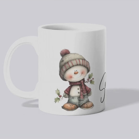 Tasse Retro Schneemann mit Namen