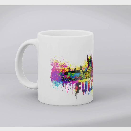 Detailvideo der Kaffeetasse mit Dom Fulda Motiv – Souvenir und Heimatliebe Geschenk aus Hessen