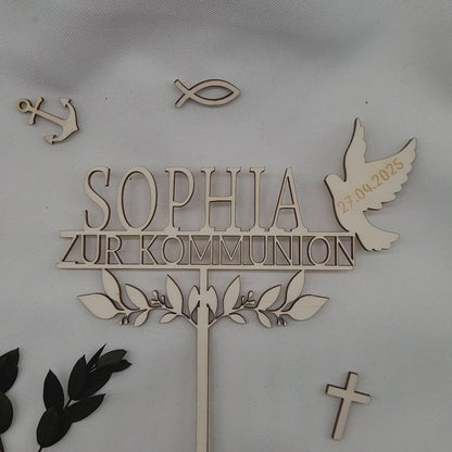 Tortenstecker Zur Kommunion Filigran mit Taube