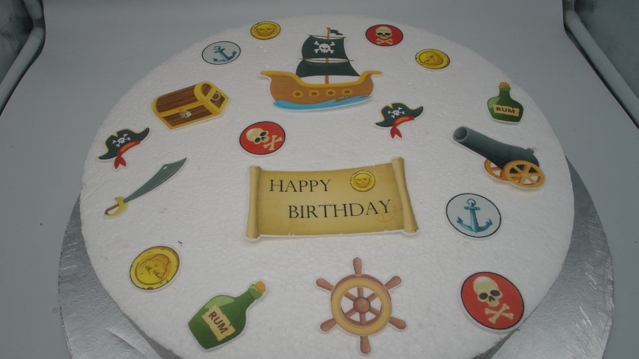 Tortenaufleger-Pirat-Muffin-Kanone-Schiff-Totenkopf-Happy-Birthday