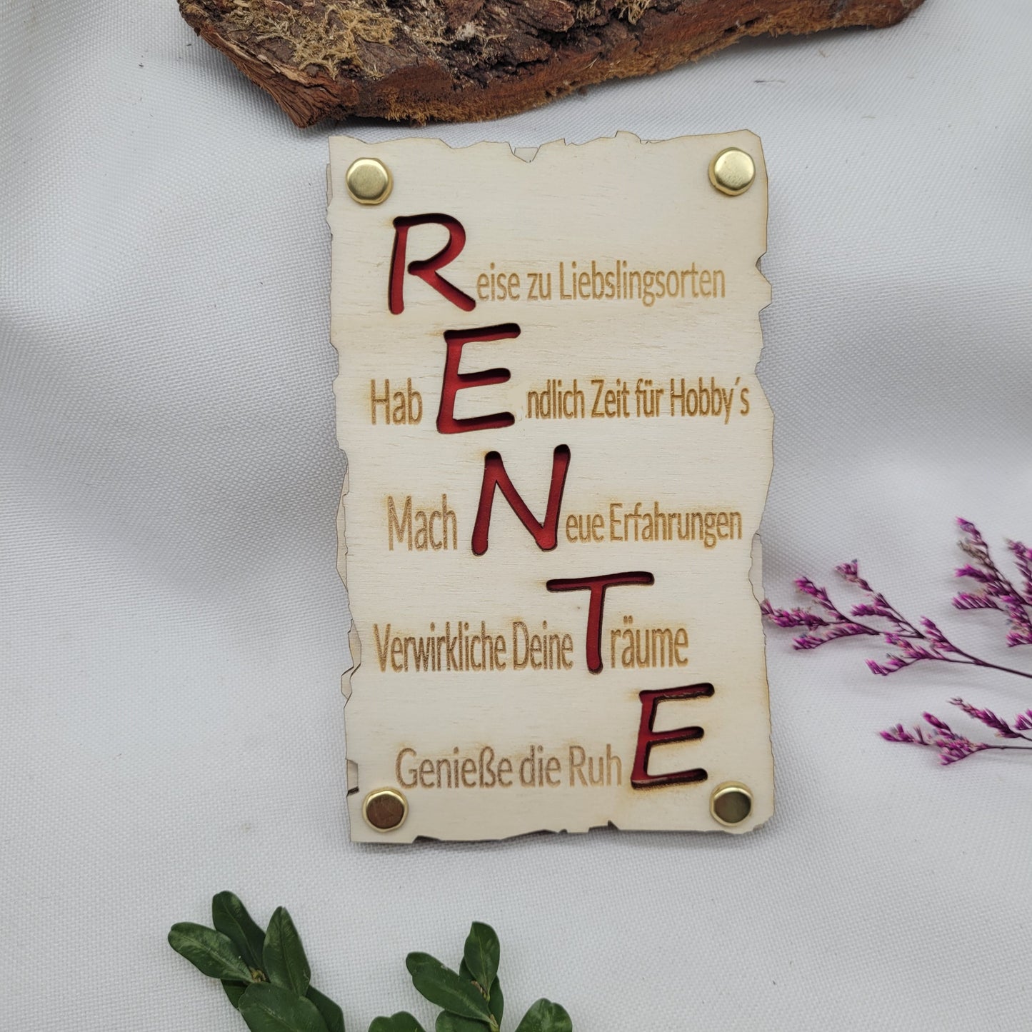 Holzkarte Rente Abschied Glückwunsch